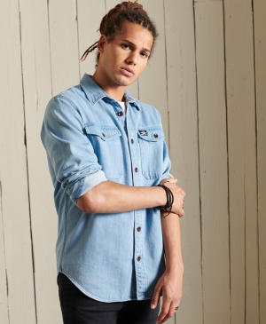 Superdry Studios Micro Check Bavlněné Tmavě Blankyt | 298064-TSX